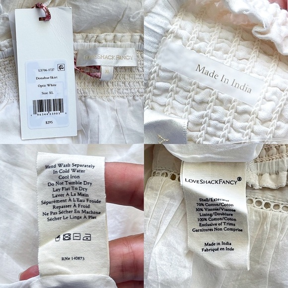 LoveShackFancy Donahue Tiered Ruffle Mini Skirt White Cotton XL NWT - Picture 6 of 10